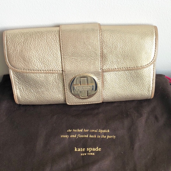 Gold Kate Spade Leather Shoulder/Clutch - Picture 2 of 7